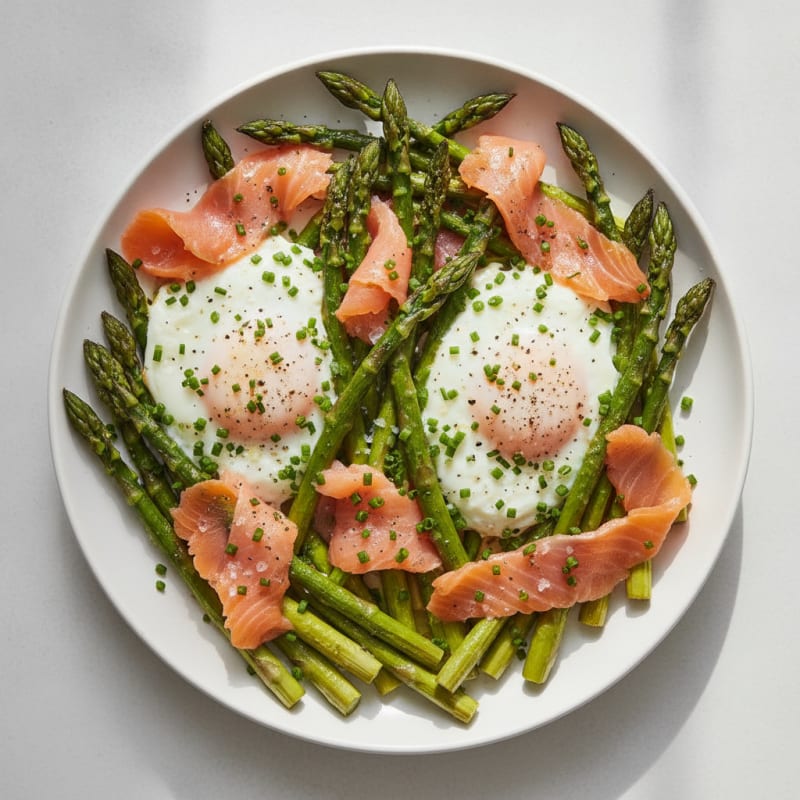 Baked Eggs with Roasted Asparagus