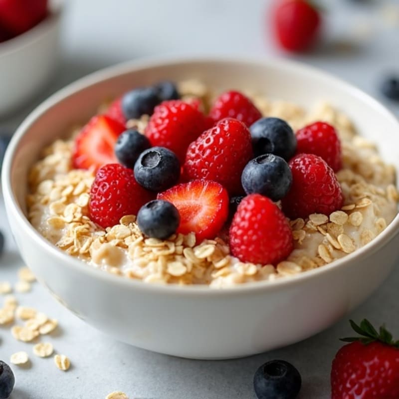 Creamy Cinnamon-Vanilla Protein Oats with Fresh Berries