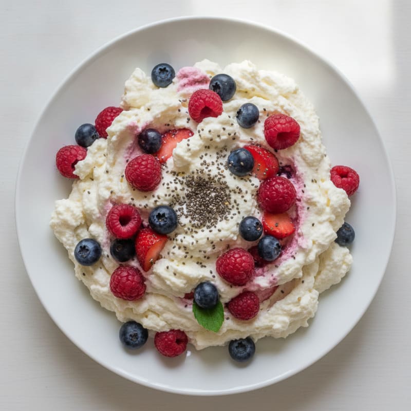 Greek Yogurt Protein Mousse with Mixed Berries