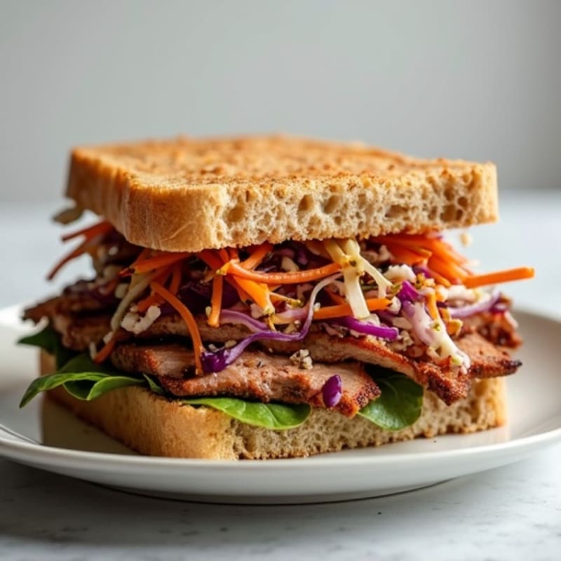 Smoky Tender Brisket Sandwich on Whole Grain with Crunchy Slaw