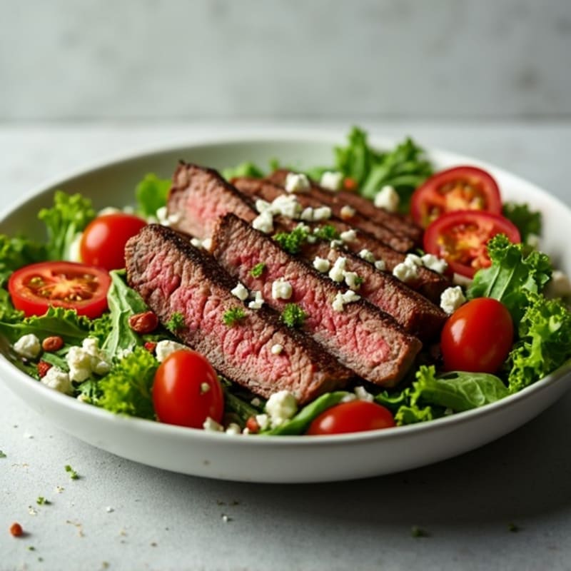 Grilled Steak Salad with Cherry Tomatoes and Mixed Greens