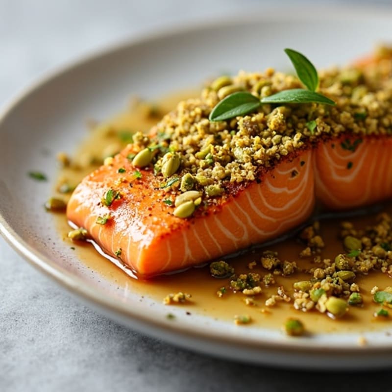 Crispy Pistachio-Crusted Salmon with Honey-Miso Glaze
