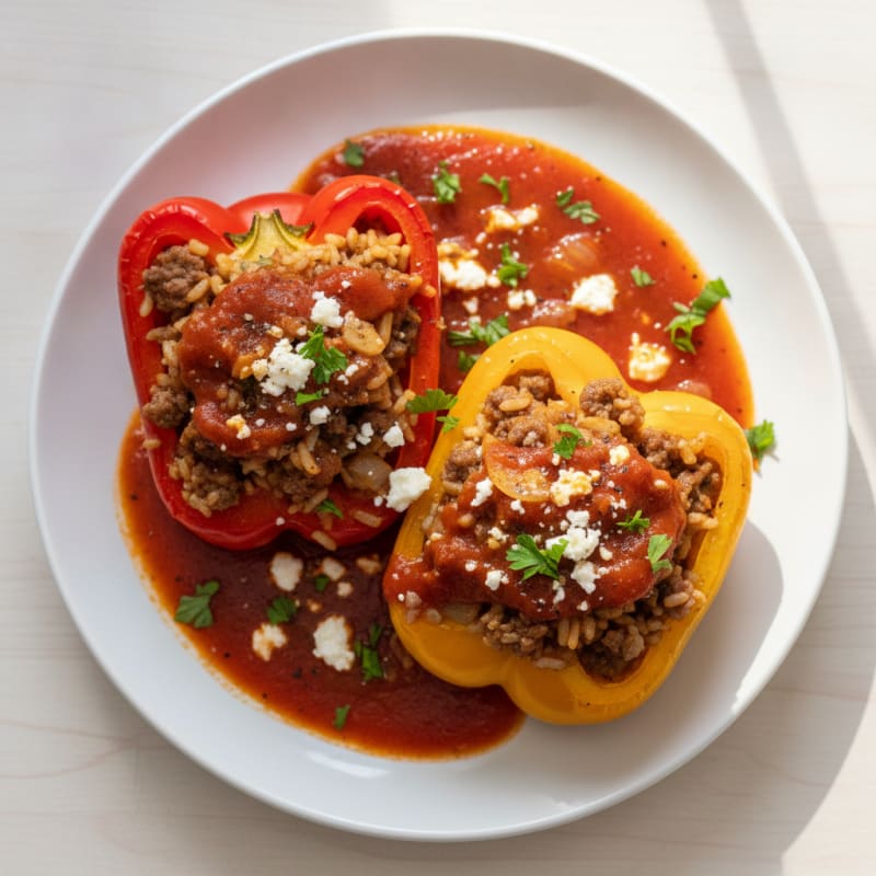 Beef and Rice Stuffed Bell Peppers