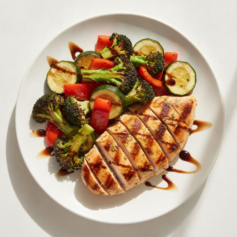 Lemon Herb Grilled Chicken with Balsamic Roasted Vegetables