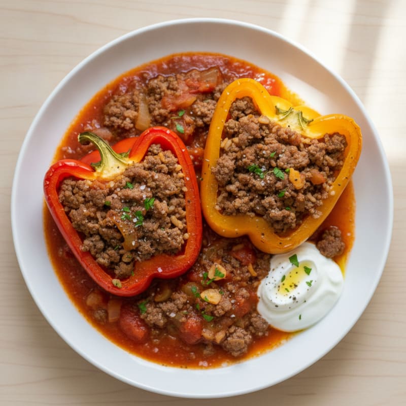 Beef and Rice Stuffed Bell Peppers