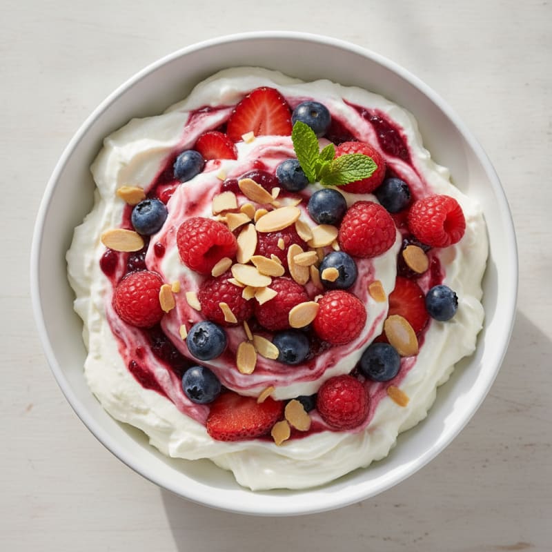 Greek Yogurt Protein Parfait with Berries and Almonds
