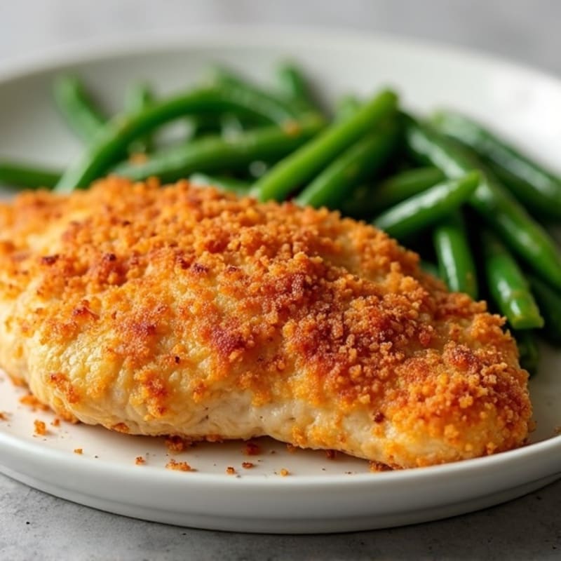 Crispy Buttermilk Baked Chicken with Roasted Green Beans
