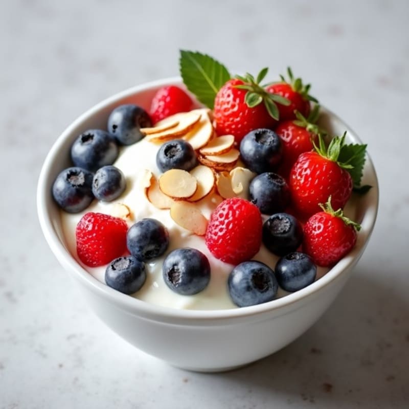Creamy Greek Yogurt with Fresh Berries and Crunchy Almonds