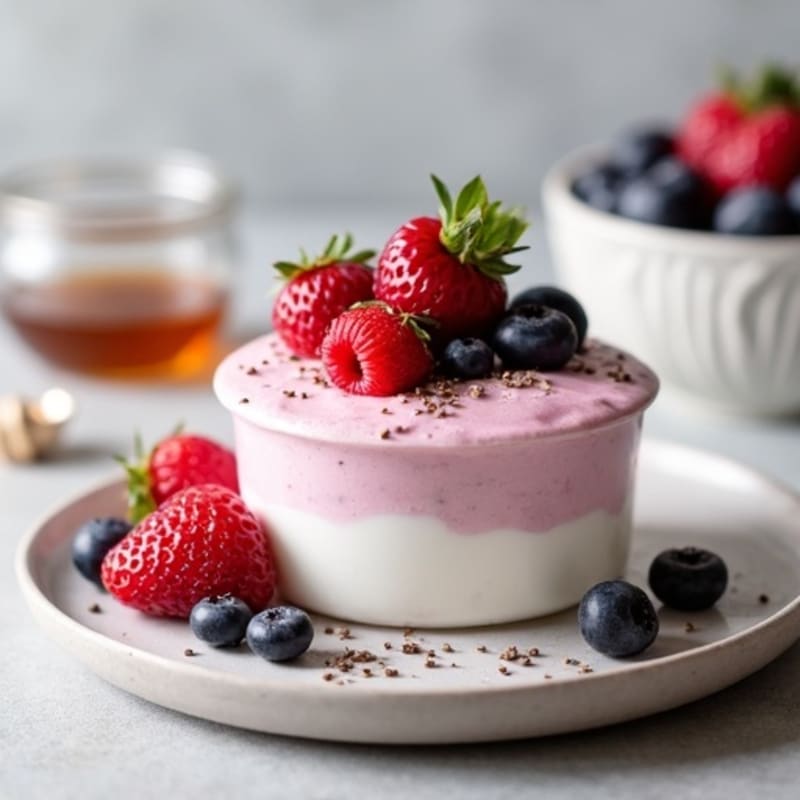 Greek Yogurt Protein Mousse with Mixed Berries