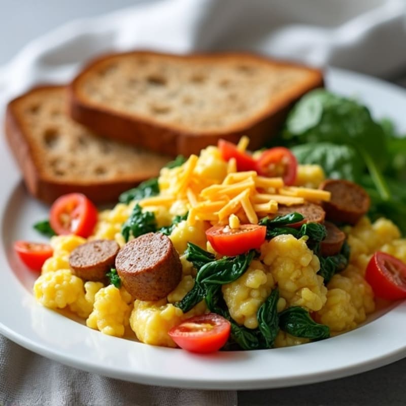 Egg White and Turkey Sausage Scramble with Spinach