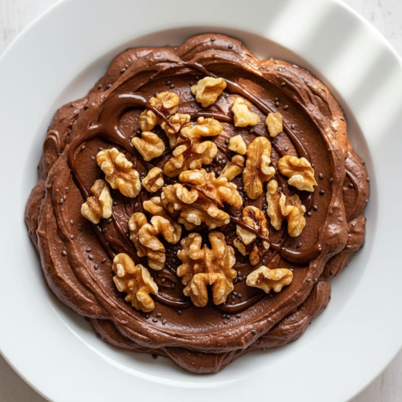 Silky Chocolate Protein Pudding with Toasted Walnuts