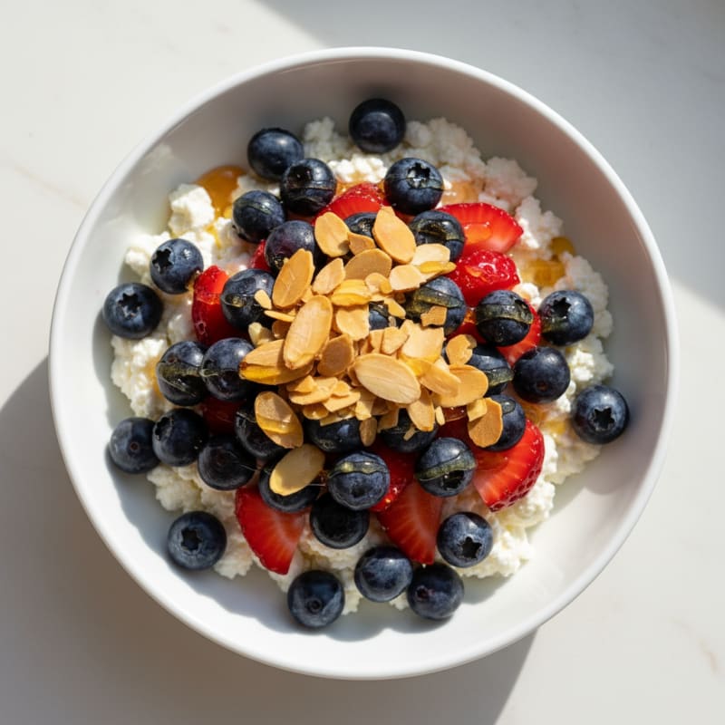 Cottage Cheese and Berry Parfait with Almonds