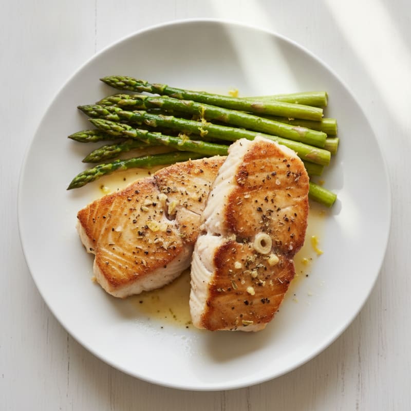Pan-Seared Swordfish with Roasted Asparagus