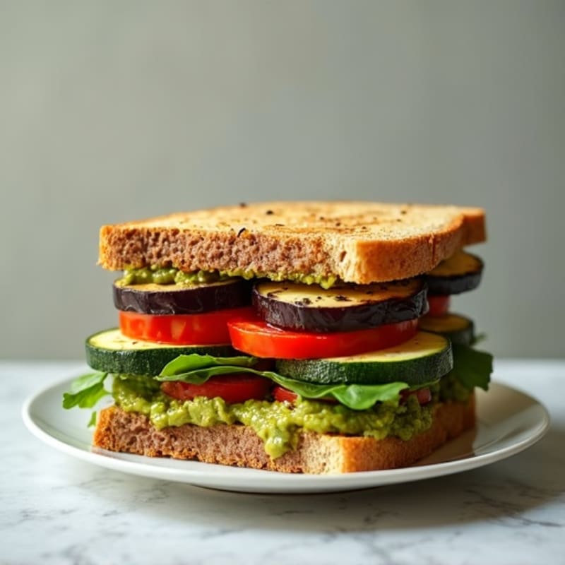 Herb-Marinated Grilled Vegetable Sandwich with Pesto