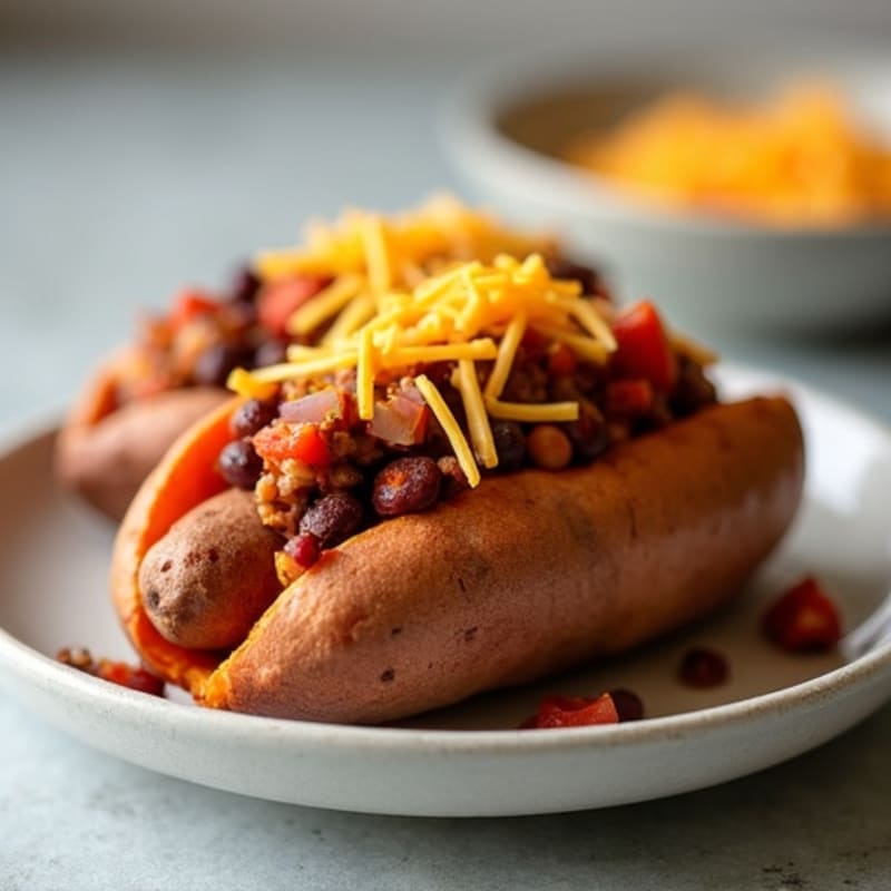 Lean Turkey Chili-Topped Sweet Potato Dogs