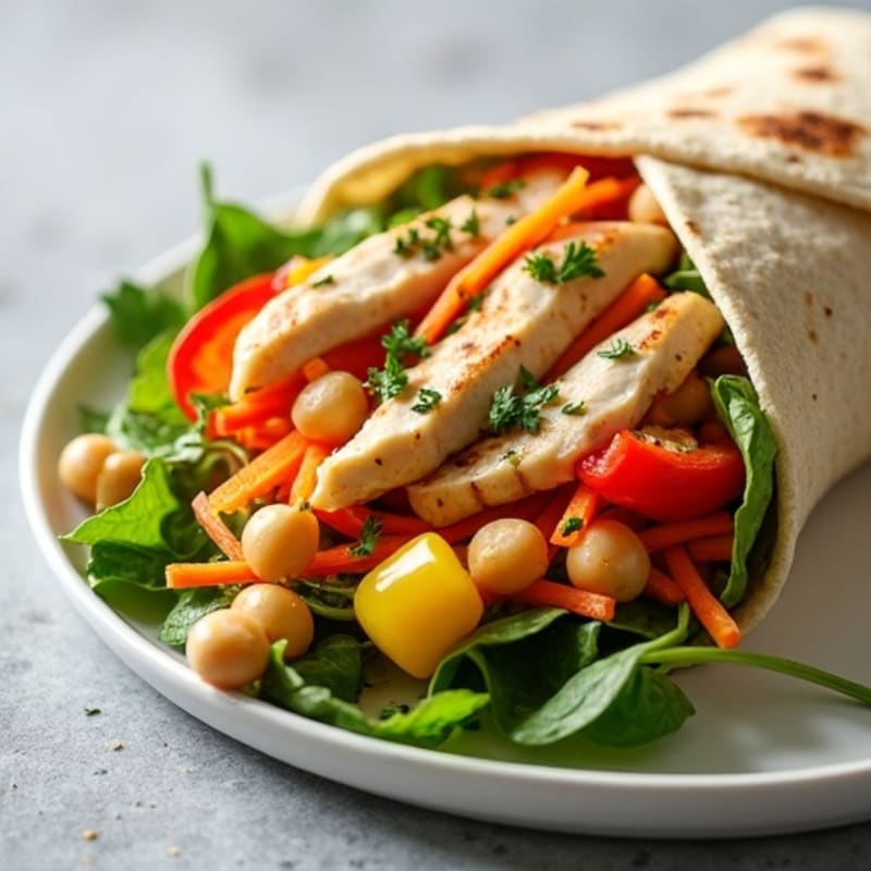 Fresh Rainbow Veggie Wrap with Herb-Tahini Sauce