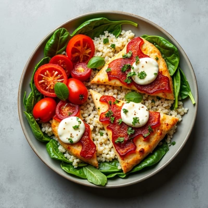 Healthy Chicken and Roasted Vegetable Pizza Bowl