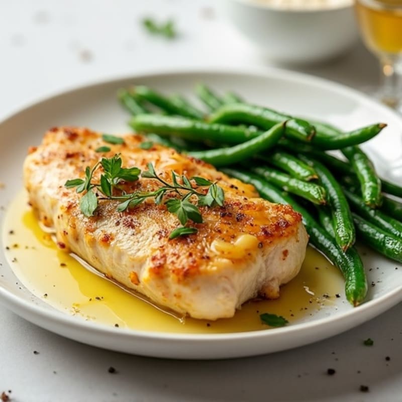 Lemon-Herb Roasted Chicken with Crispy Green Beans