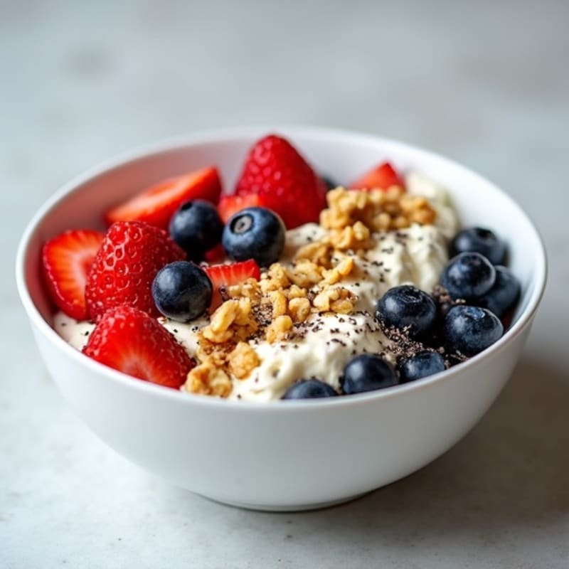Cottage Cheese Berry Bowl with Chia Seeds