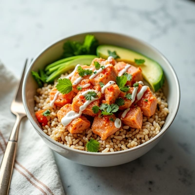 Spicy Tuna Rice Bowl with Creamy Avocado and Crunchy Cucumber