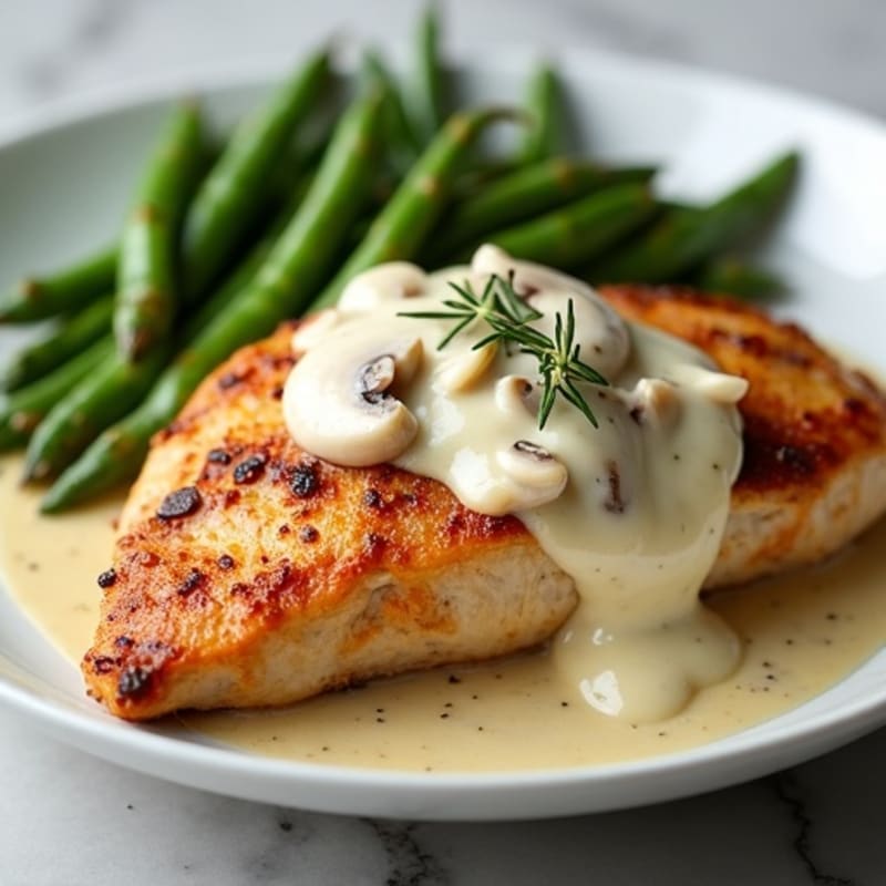 Juicy Pan-Seared Chicken with Creamy Mushroom Sauce