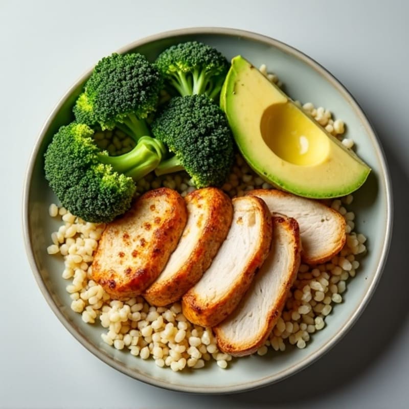 Grilled Chicken and Quinoa Bowl with Roasted Broccoli