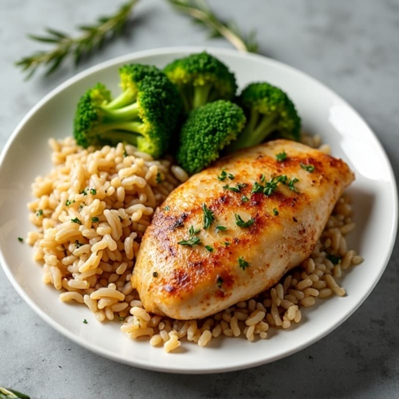 Herb Roasted Chicken with Fluffy Brown Rice