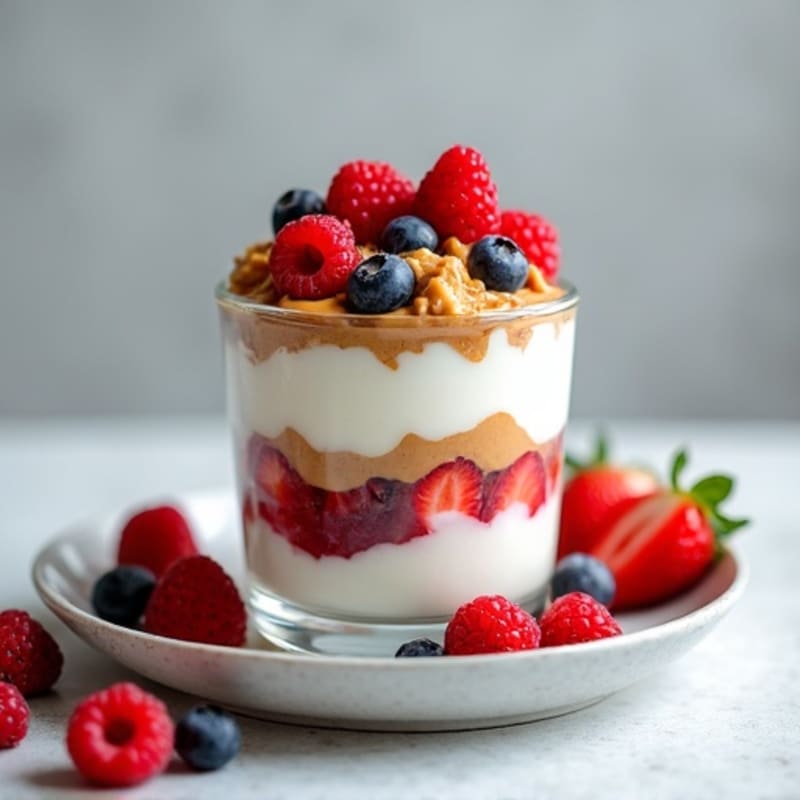 Greek Yogurt Protein Parfait with Almond Butter and Berries