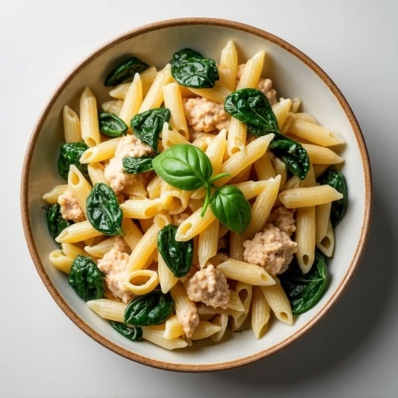 Creamy Garlic Chicken Pasta with Fresh Spinach