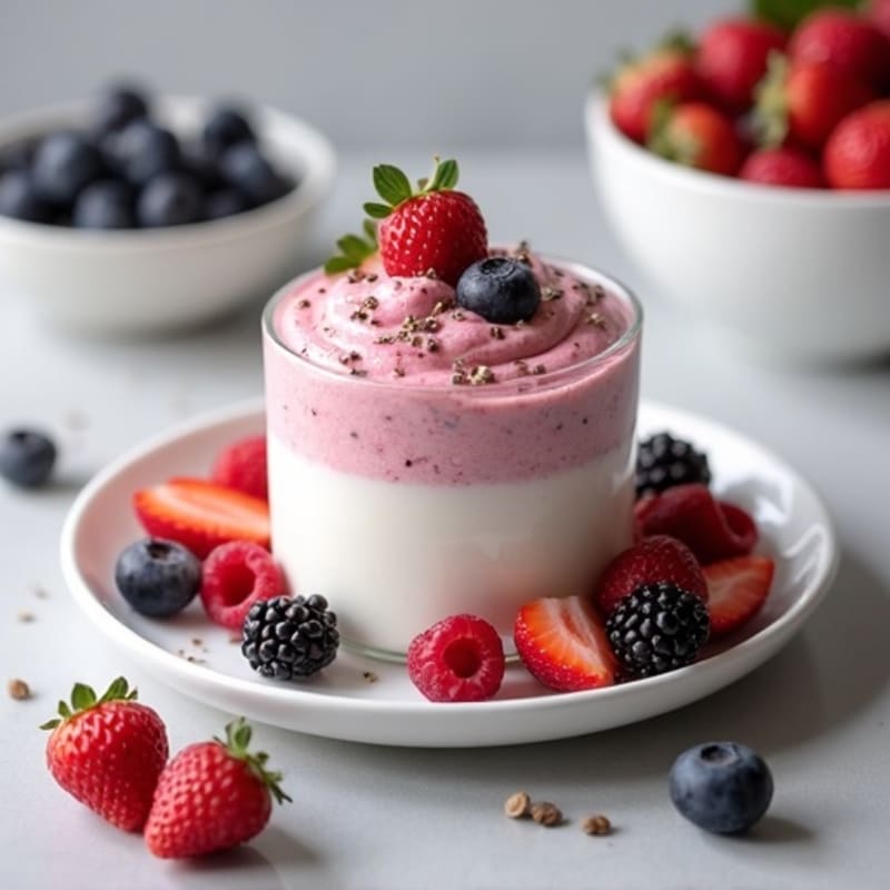 Greek Yogurt Protein Mousse with Mixed Berries