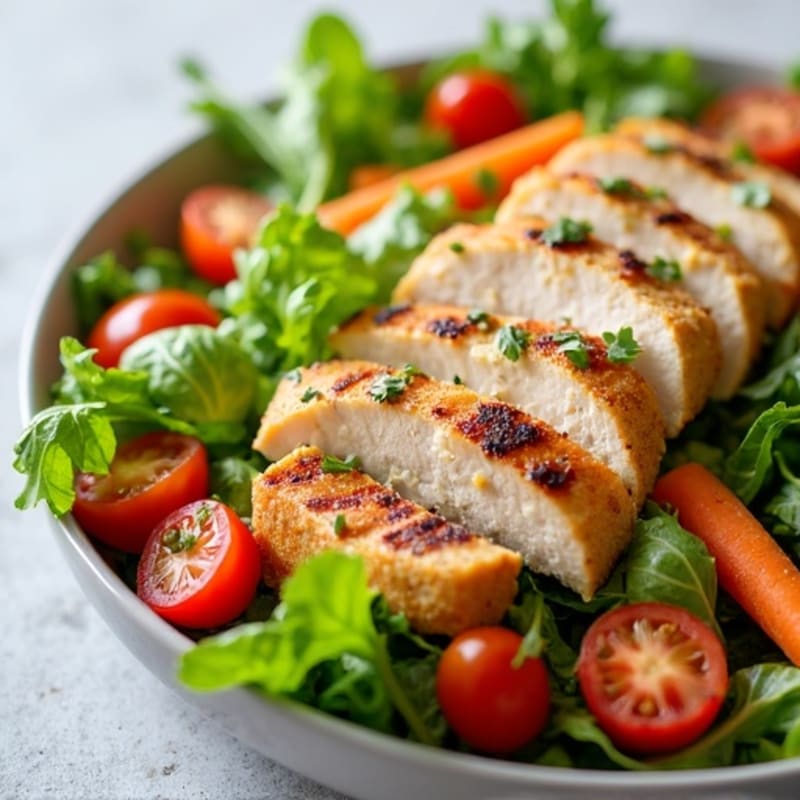 Grilled Turkey Breast Salad with Crunchy Vegetables and Lemon Vinaigrette