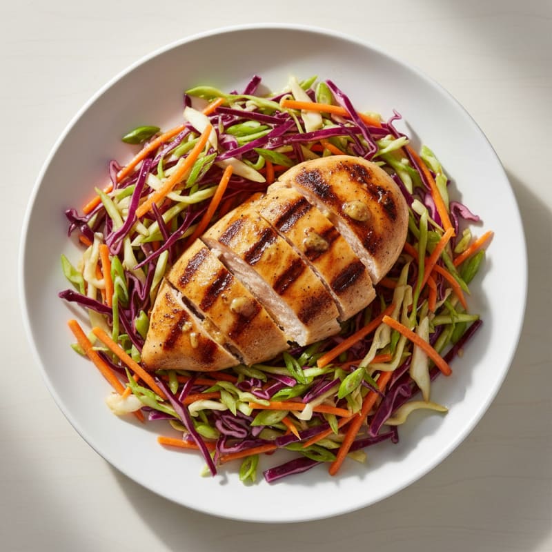 Grilled Chicken Breast with Crunchy Cabbage Slaw
