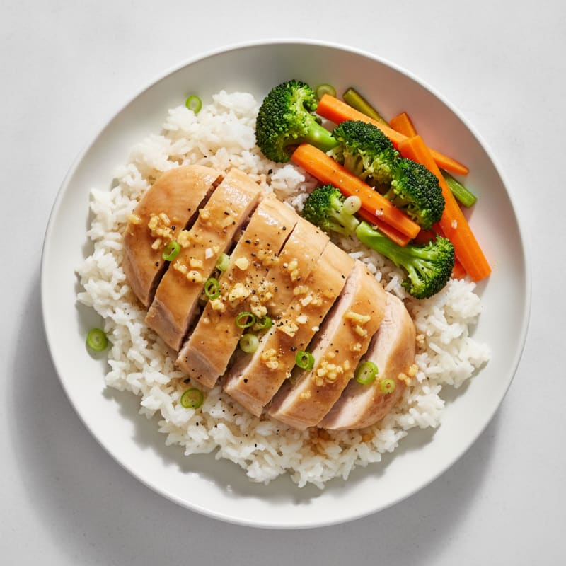 Ginger-Garlic Steamed Chicken with Rice