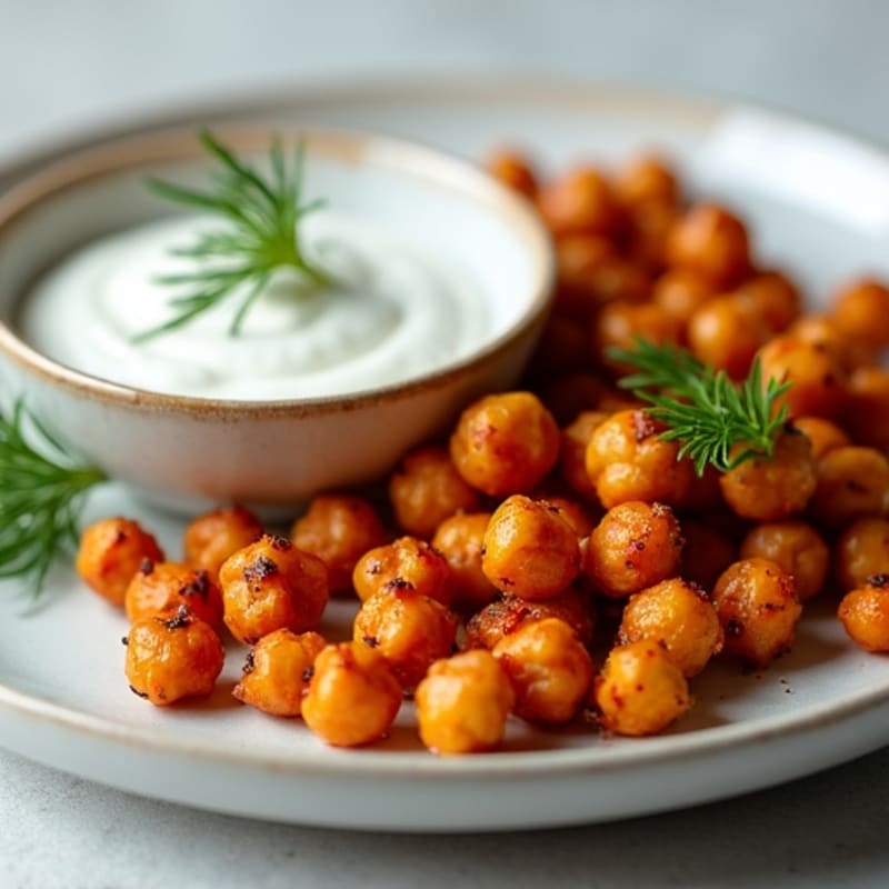 Roasted Crispy Chickpeas with Greek Yogurt Dip