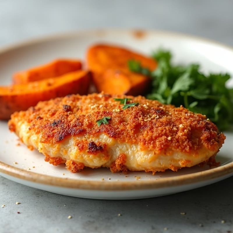 Crispy Baked Chicken with Roasted Sweet Potato Wedges