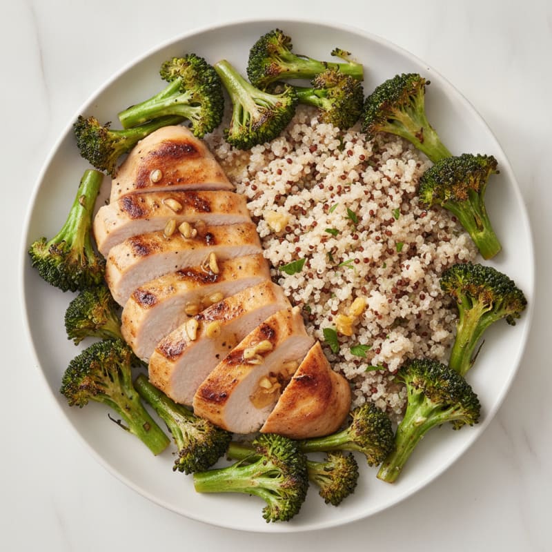 Grilled Turkey Breast with Quinoa and Roasted Broccoli