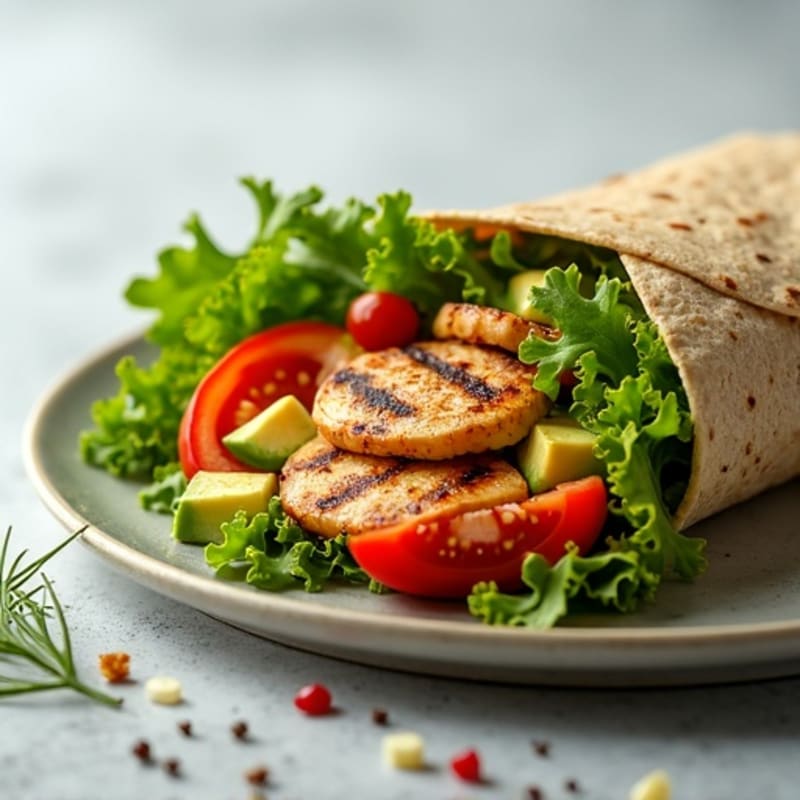 Herb-Loaded Grilled Chicken and Fresh Greens Wrap