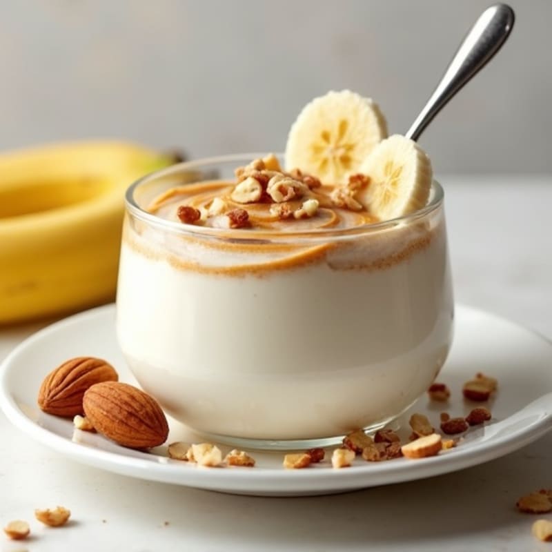 Silky Vanilla Greek Yogurt Protein Mousse with Almond Butter Swirl