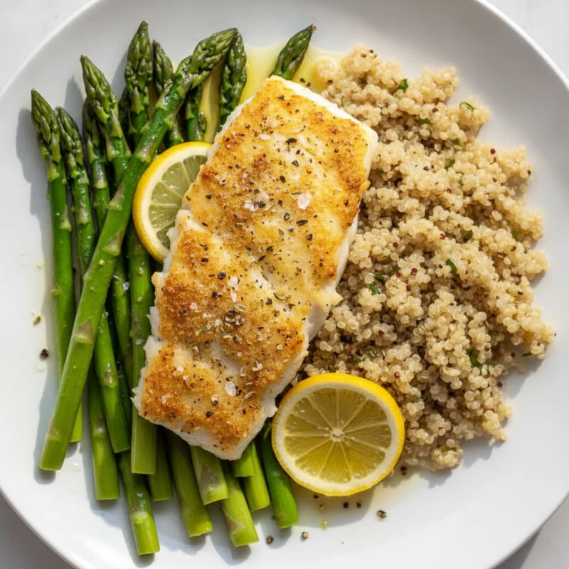 Lemon Herb Baked Cod with Asparagus