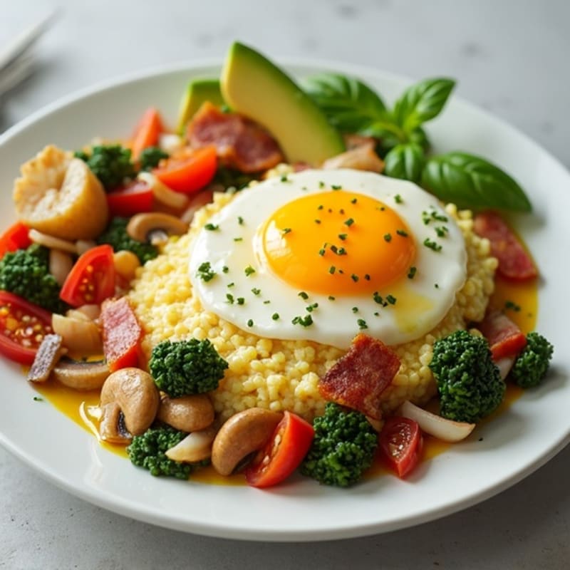 Egg White Veggie Scramble with Turkey Bacon