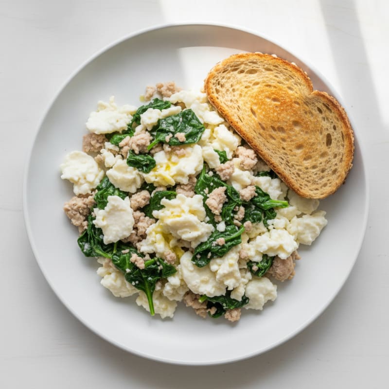 Egg White Scramble with Turkey and Spinach