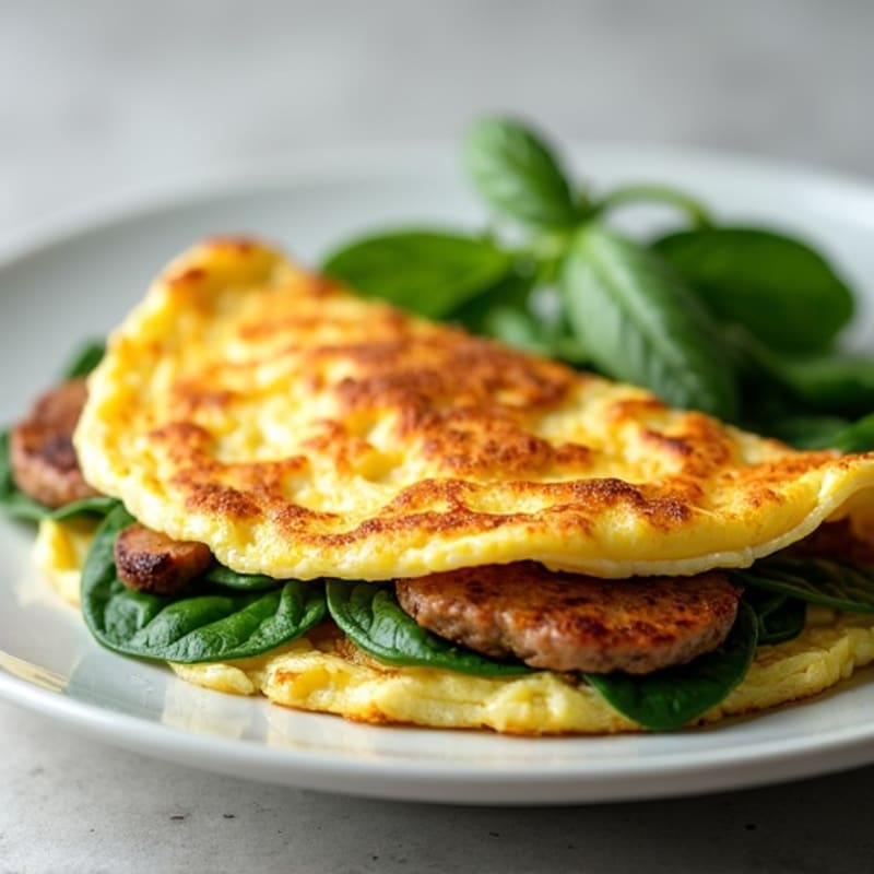 Egg White Spinach Omelette with Turkey Sausage
