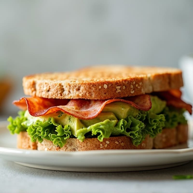 Fresh Avocado and Crispy Turkey Bacon Whole Grain Sandwich