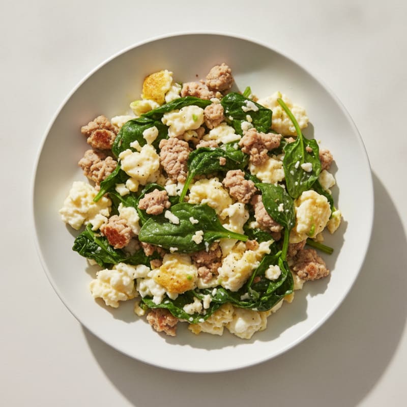 Egg White and Turkey Spinach Scramble