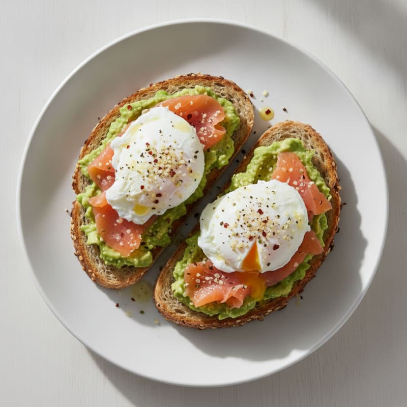 Avocado Poached Eggs with Seeded Toast