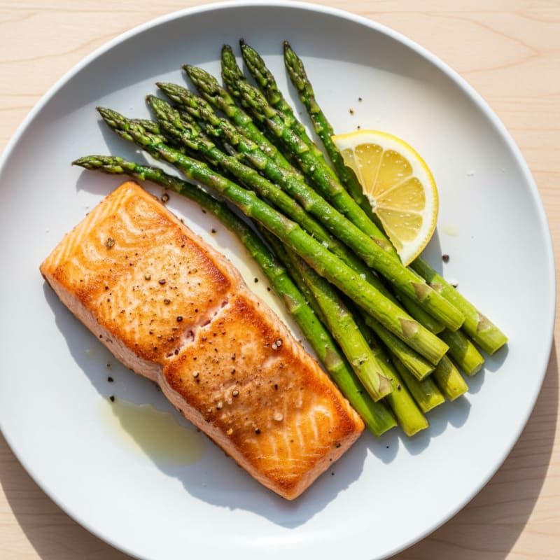 Crispy Pan-Seared Salmon with Roasted Asparagus