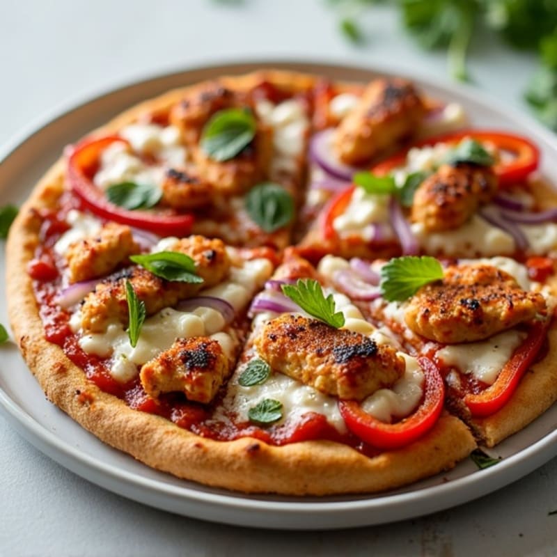 Healthy Whole Wheat BBQ Ranch Chicken Pizza