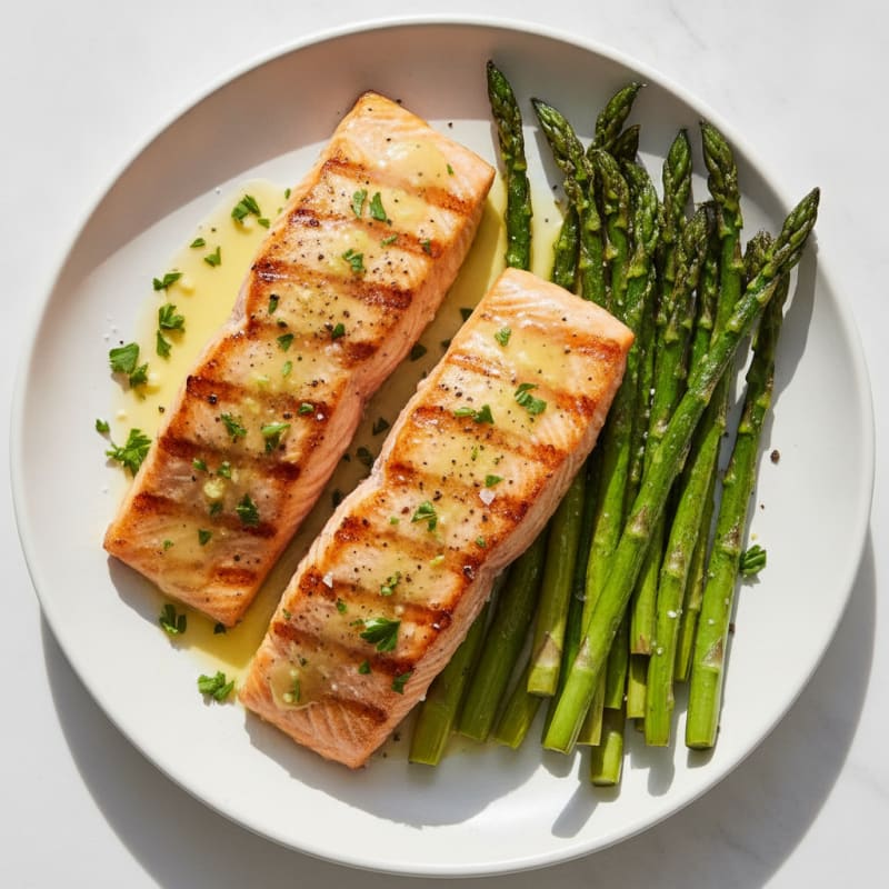 Lemon Herb Grilled Salmon with Asparagus