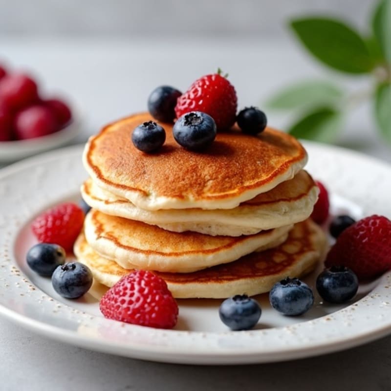 Fluffy Protein Pancakes with Fresh Berries