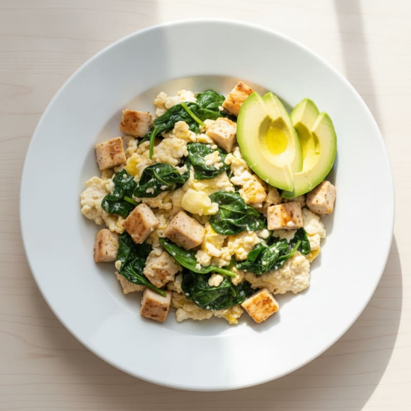 Chicken and Spinach Egg White Scramble